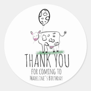 Adesivo Fazenda De Vaca Festa de aniversário Animal Obriga