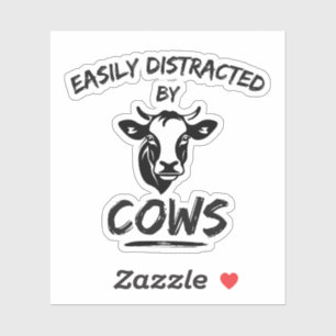 Adesivo Fazenda de Vacas: Facilmente Distraído Por Vacas