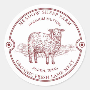 Adesivo Fazenda do logotipo Rustic Sheep Lamb Campos Ruas 