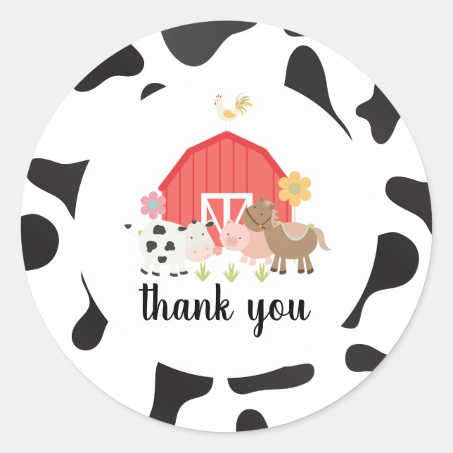 Adesivo Fazenda Festa de aniversário animal obrigado você  (Frente)