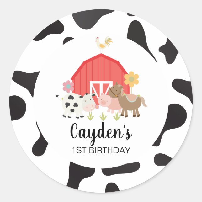 Adesivo Fazenda Festa de aniversário animal obrigado você  (Frente)