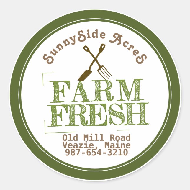 Adesivo FAZENDA FRESCA 'CARIMBO' verde esmaecido em branco (Frente)