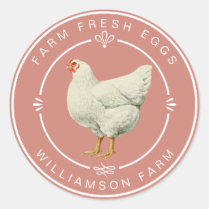 Adesivo Fazenda Fresca Vintage Hen Ovo Cartonagem Terracot