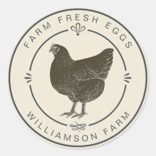 Adesivo Fazenda Fresca Vintage Hen Ovos Cartonagem Branca