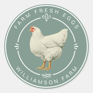 Adesivo Fazenda Fresca Vintage Hen Ovos Cartonagem Verde D