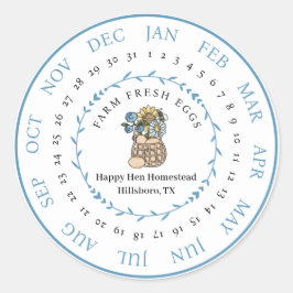 Adesivo Fazenda Personalizável Cartonagem de Ovo Fresco Da