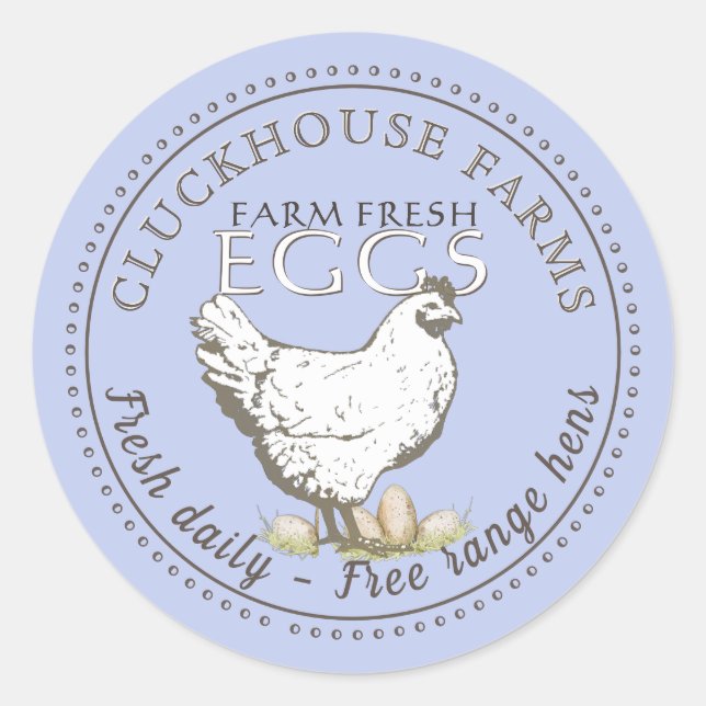 Adesivo Fazenda Rótulo da Cartonagem de Ovos Frescos Vinta (Frente)