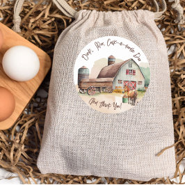 Adesivo Fazenda russa Oink Moo Aniversário Obrigado