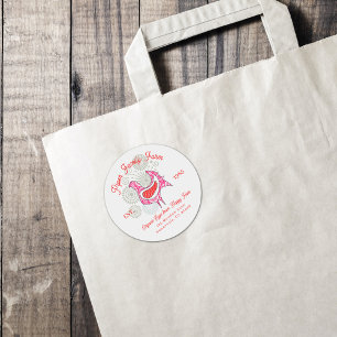 Adesivo Fazenda Vintage Família Ovo Cartonagem Cor-de-rosa