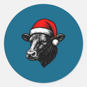 Adesivo Fazendeiro de Black Angus Natal Vaca Chapéu de Pap