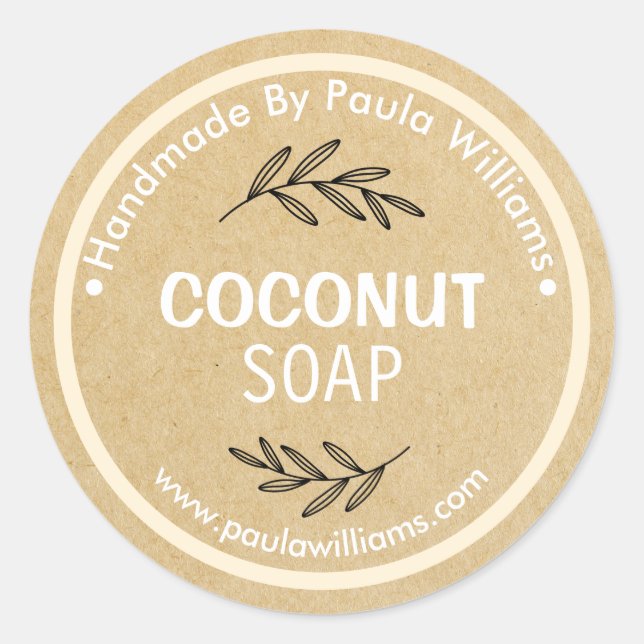 Adesivo Fazer De Sabão Feito À Mão Com Folhas No Artesanat (Frente)