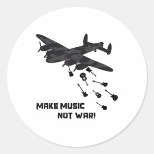 Adesivo Fazer Música Não Avião Guerra Guitarra Amor Paz Pa
