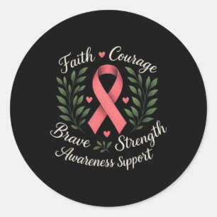 Adesivo Fé Coragem Resistência Brave - Cancer Da Mama Ribb