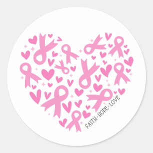 Adesivo Fé Esperança Câncer de Mama Fita Rosa Conscientiza