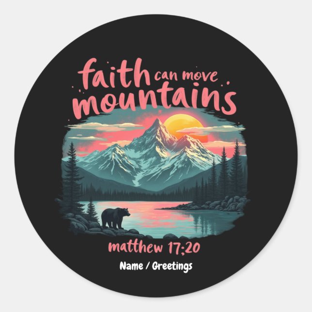 Adesivo Fé Pode Mover Montanhas Mateus 17:20 Bíblia Verso (Frente)