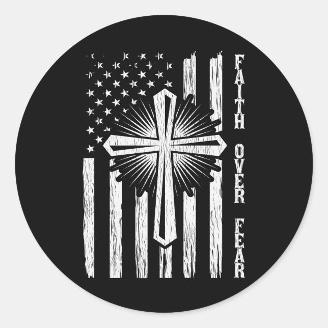 Adesivo Fé Sobre o Medo Orgulho Americano, Bandeira Cristã (Frente)