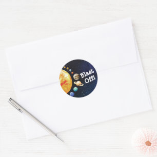 Adesivo Feche os selos do envelope de aniversário do espaç