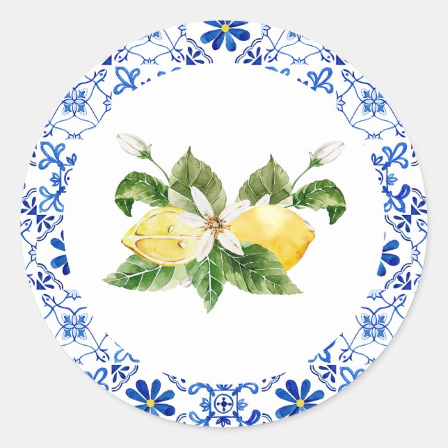 Adesivo Fecho de Envelope Chá de panela Amarelo Azul (Frente)