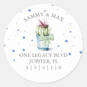 Adesivo Fecho de Envelope de Retorno de Cactus Azul-Corte