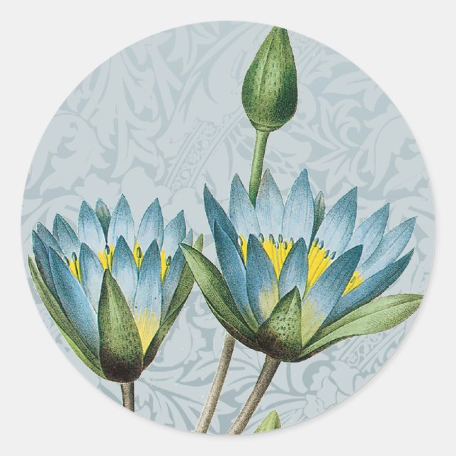 Adesivo Fecho de Envelope Floral de Lotus Azul (Frente)