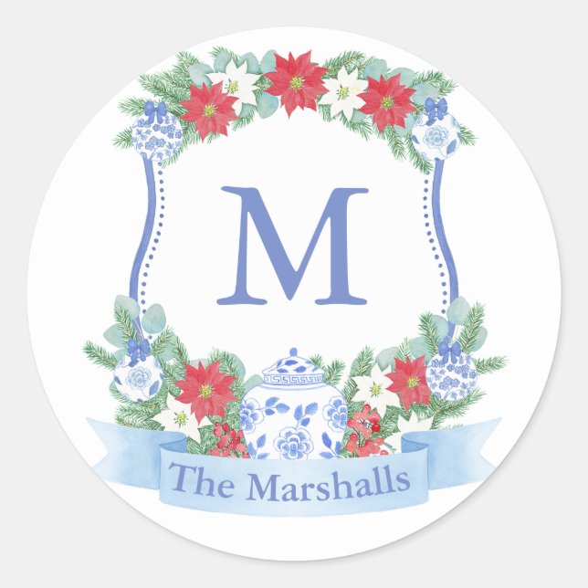 Adesivo Fecho de Envelope Monograma Tradicional de Natal (Frente)