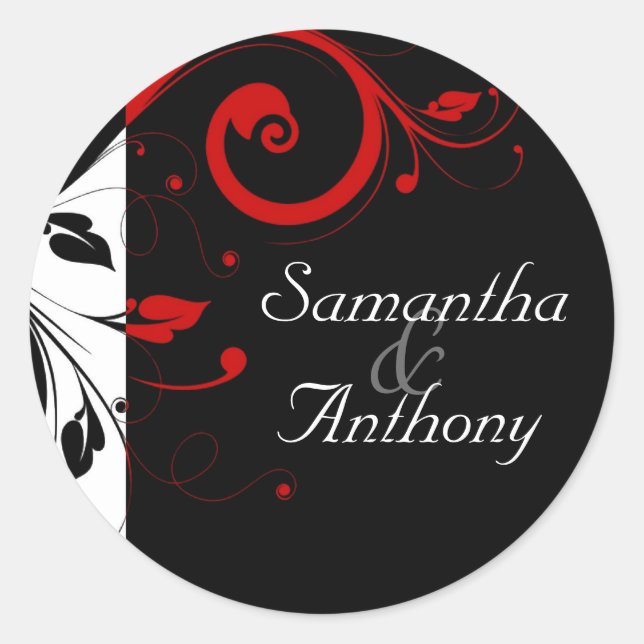 Adesivo Fecho de Envelope Vermelho, Branco e Preto (Frente)