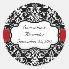 Adesivo Fecho do envelope do Casamento tema damasco de fit