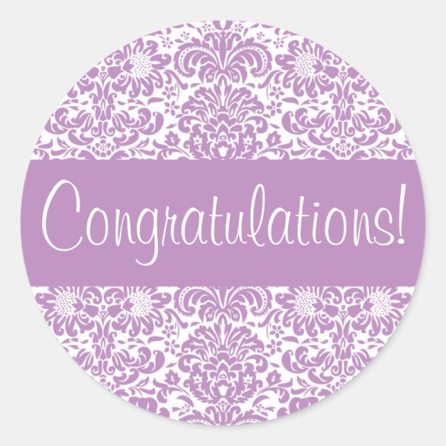 Adesivo Fecho do envelope do Damask de parabéns (Frente)
