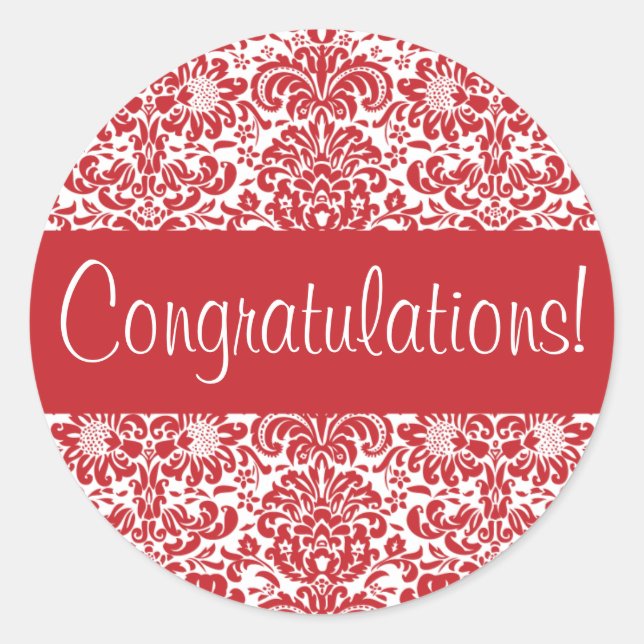 Adesivo Fecho do envelope do Damask de parabéns (Frente)