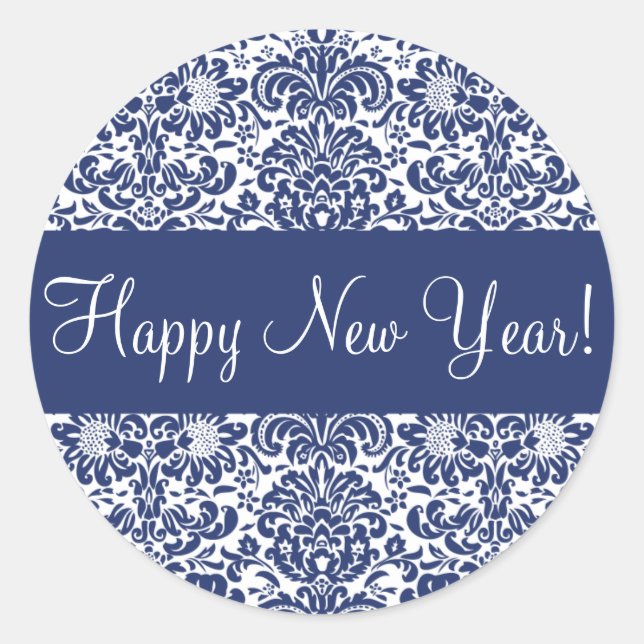 Adesivo Fecho do envelope feliz ano novo Damask (Frente)