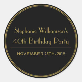 Adesivo Fechos de Festa de aniversário de arte Dourada e p