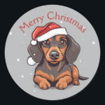 Adesivo Fechos de Natal Bonitos Dachshund Puppy<br><div class="desc">Etiquetas de cachorrinho de Natal ou selos de envelopes para as suas cartas e favoritos para festas.</div>