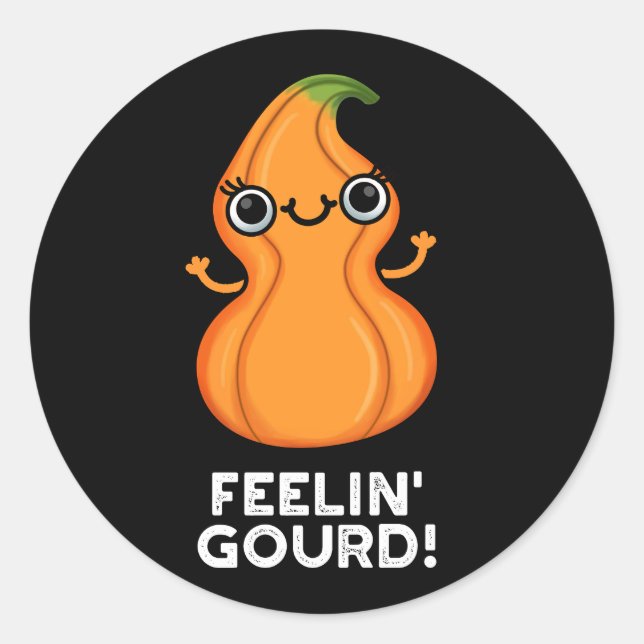 Adesivo Feelin Gourd Engraçado Veggie Pun Dark BG (Frente)
