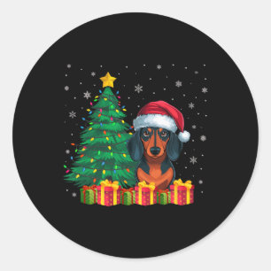 Adesivo Feia Dachshund Santa Hat Luzes De Natal Amor