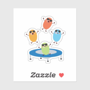 Adesivo Feijões Doces Bonitos, Jumping, Vestindo óculos es