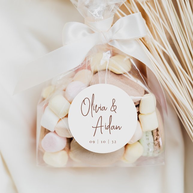 Adesivo Feira | Casamento de Script Manuscrito Moderno (Criador carregado)