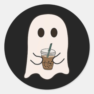 Adesivo Feira de Spooky, Cute, Pequeno Ghost, Café Hallowa