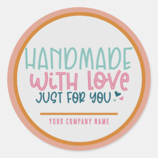 Adesivo Feita à mão com amor apenas para sua empresa perso