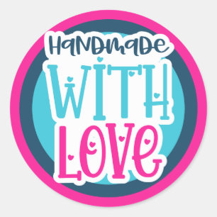 Adesivo Feita à mão com amor - cores personalizadas