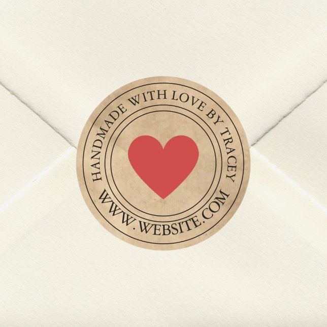 Adesivo Feita à mão com amor Elegante Papel Kraft (Criador carregado)