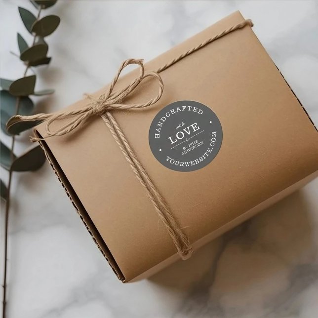 Adesivo Feita à mão com amor | Nome para Pequenas Empresas (Criador carregado)