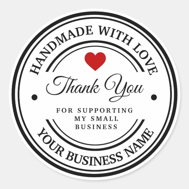 Adesivo Feita à mão com amor | OBRIGADO (Frente)