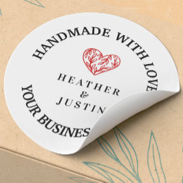 Adesivo Feita à mão com amor obrigado floral