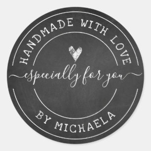 Adesivo Feita À Mão Com Amor Pelo Nome Chalk No Quadro P