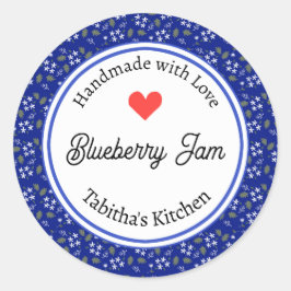 Adesivo Feita à mão com amor personalizada com Blueberry J