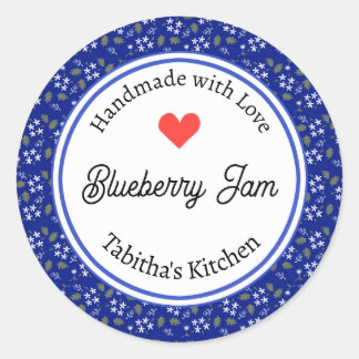 Adesivo Feita à mão com amor personalizada com Blueberry J