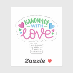 Adesivo Feita à mão com amor personalizado