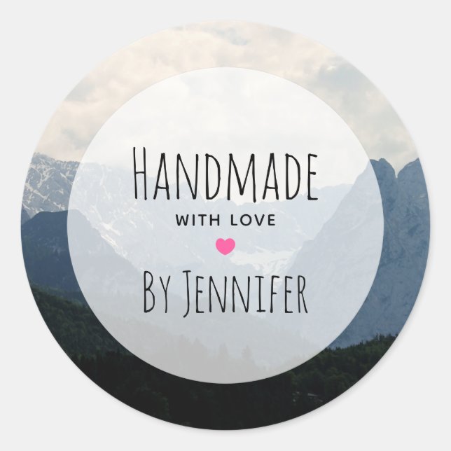 Adesivo Feita à mão com Love Alpha Mountain Nature Photo (Frente)