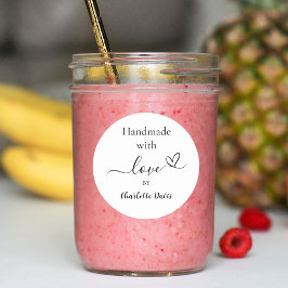 Adesivo Feita à mão com nome de amor cor de marca