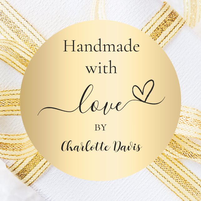 Adesivo Feita à mão com o nome de ouro de amor (Criador carregado)